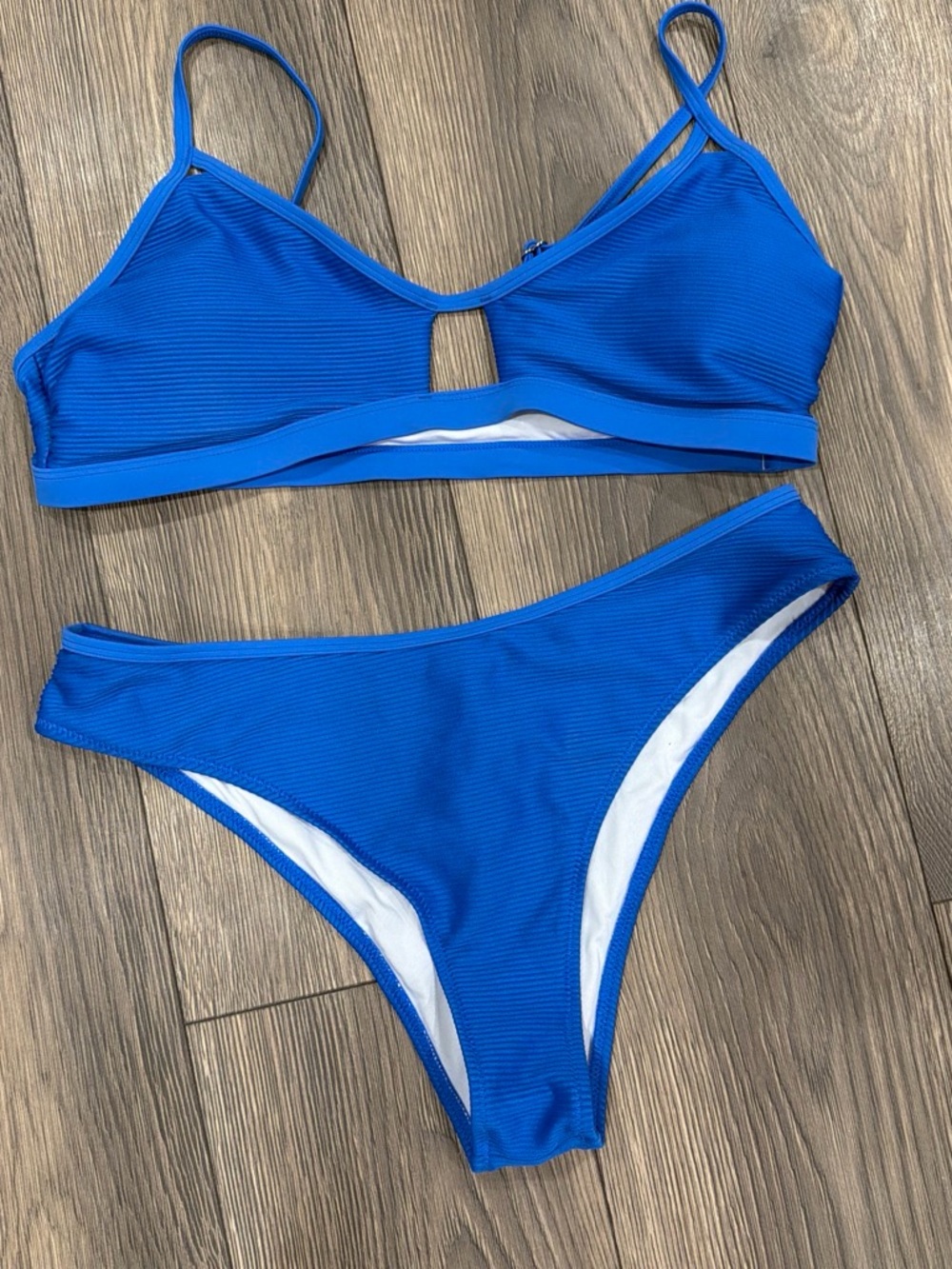 Cupshe Royal Blue Ribbed Two-Piece Bikini Set